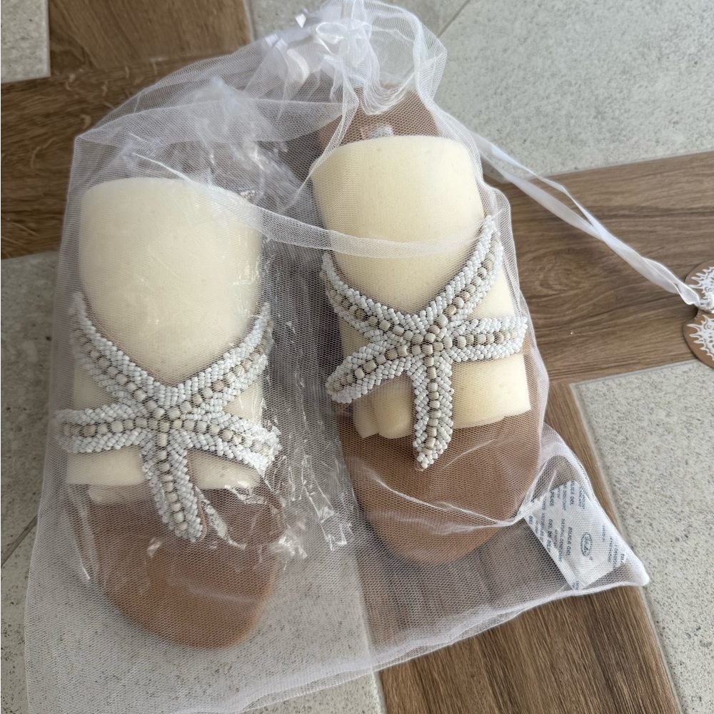 Beach wedding sandals starfish sandals beaded hot lava sandals size 6.5